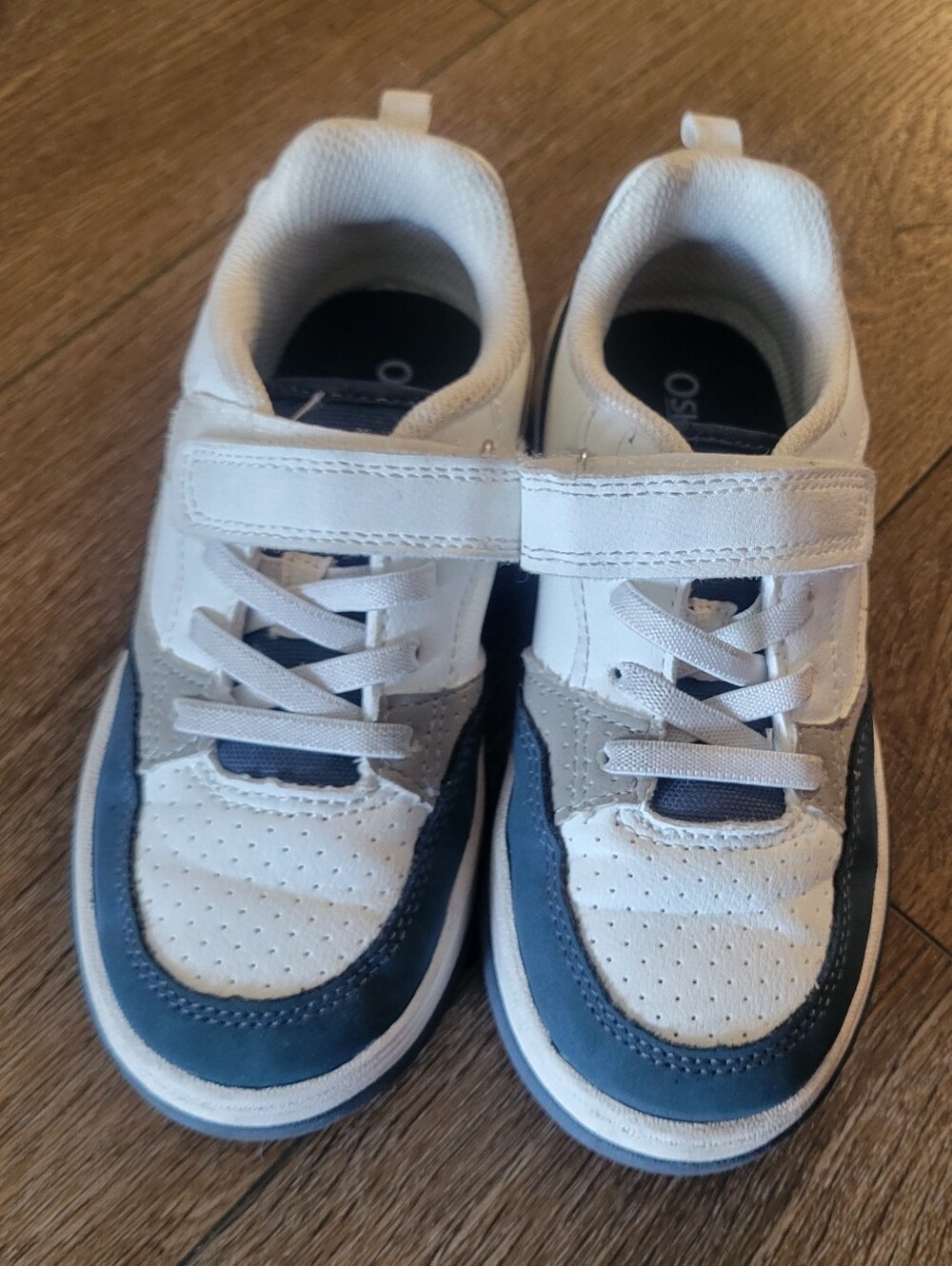 OshKosh B'gosh White and Navy Velcro Low-Top Sneakers